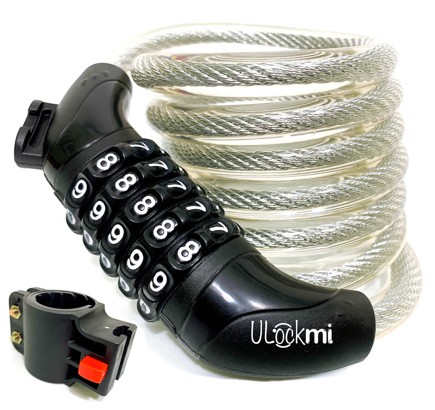 Ulockmi 5D Heavy-Duty Bike Lock: 180cm x 12mm Cable, Resettable Combination, Mounting Bracket