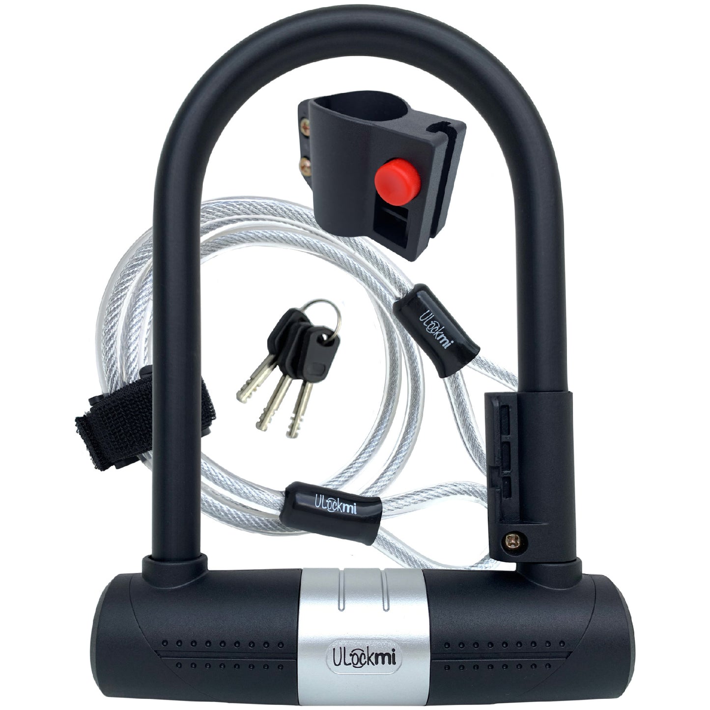 Ulockmi Secure Bike U Lock 16mm D Shackle with Cable, 3 Keys, Mounting Bracket