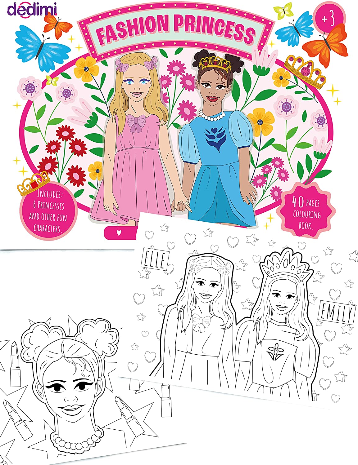 Fashion Princess Colouring book | Artist Sketch Pad | 40 pages paper colouring book for girls | LARGE | A3 size art set