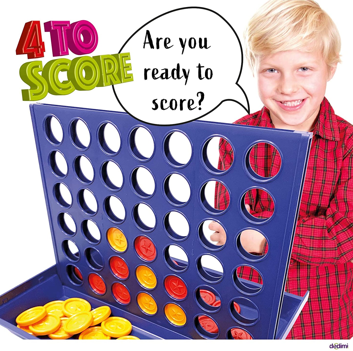 Dedimi 4 to Score Board Connect Game for Kids Classic Original Four in a Row Gaming Family Games Set toy age 6+